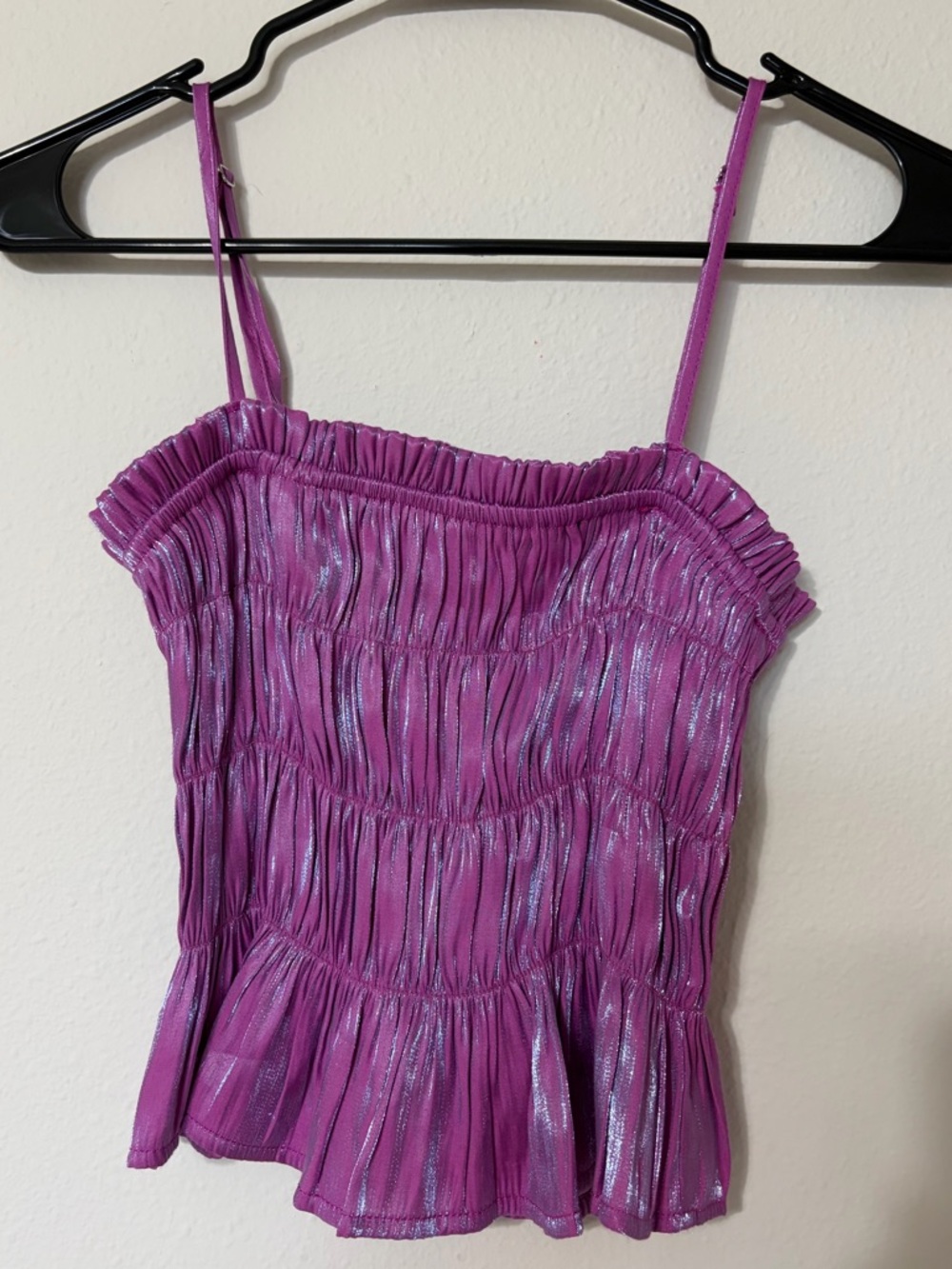 Forever 21 y2k Shimmery Magenta Ruched Tank